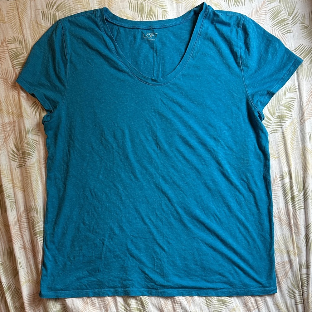 LOFT Teal Short Sleeve scoop Tee
